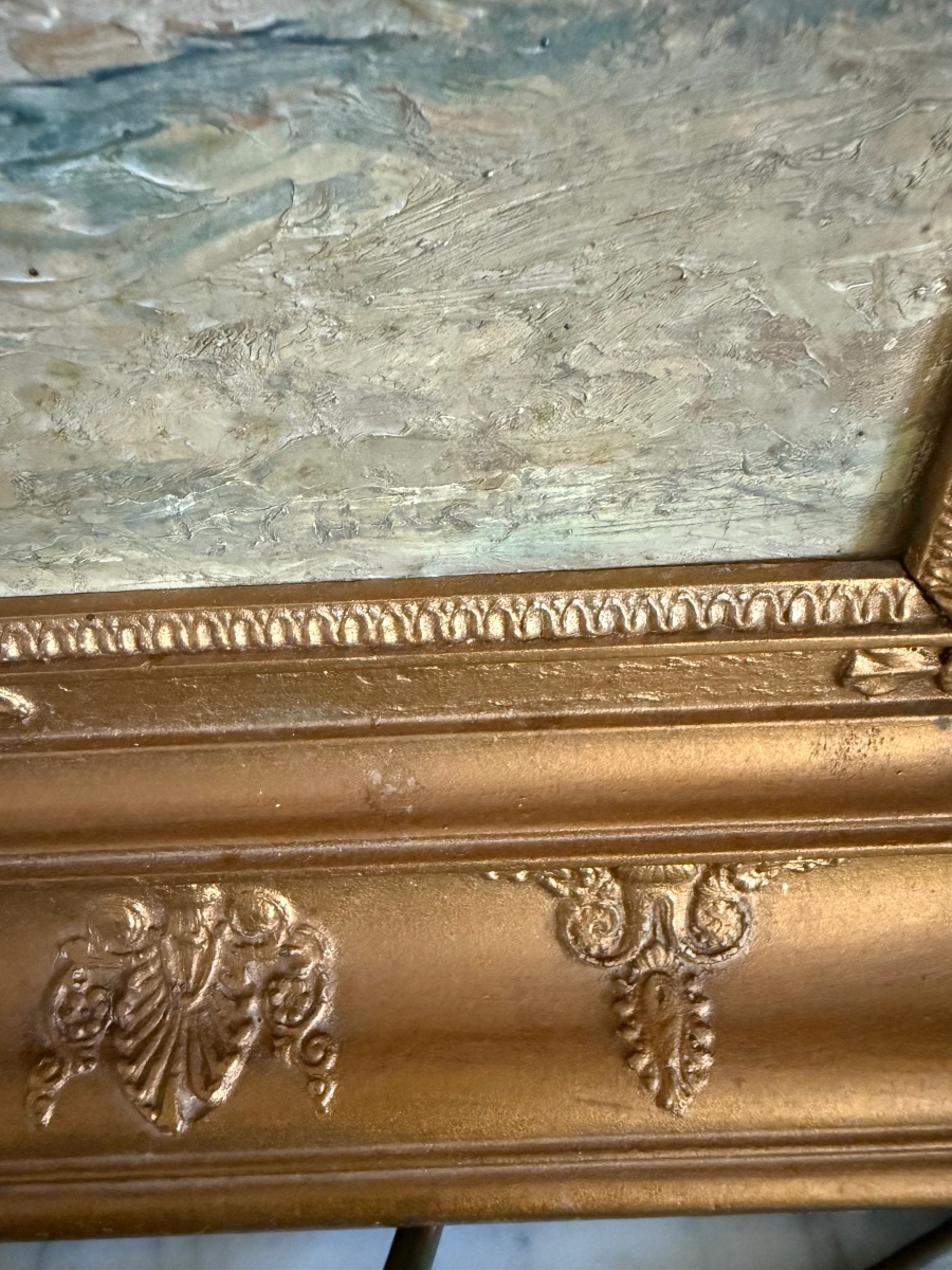 Tableau XIXe/XXe - Scène Rurale Cour de Ferme - Huile sur Carton Pochade Se-photo-2
