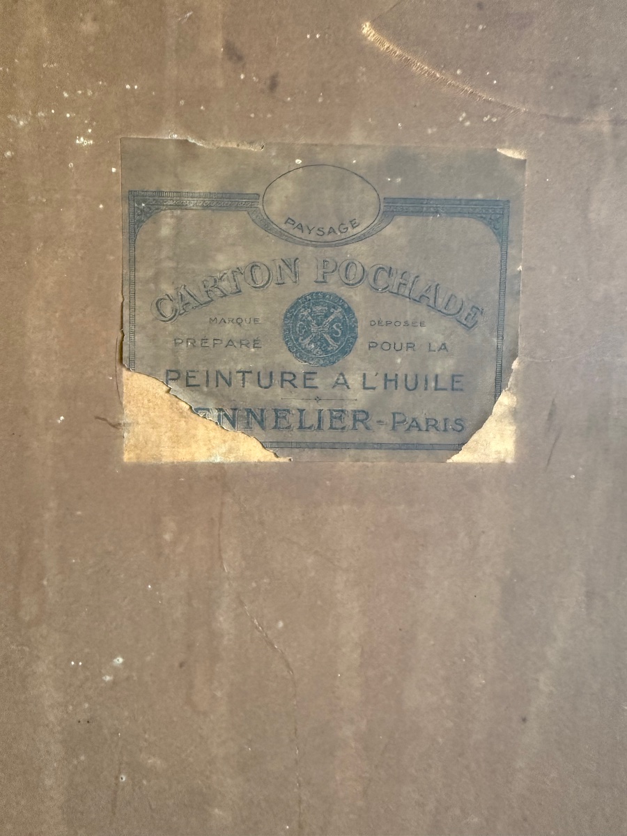 Tableau XIXe/XXe - Scène Rurale Cour de Ferme - Huile sur Carton Pochade Se-photo-3