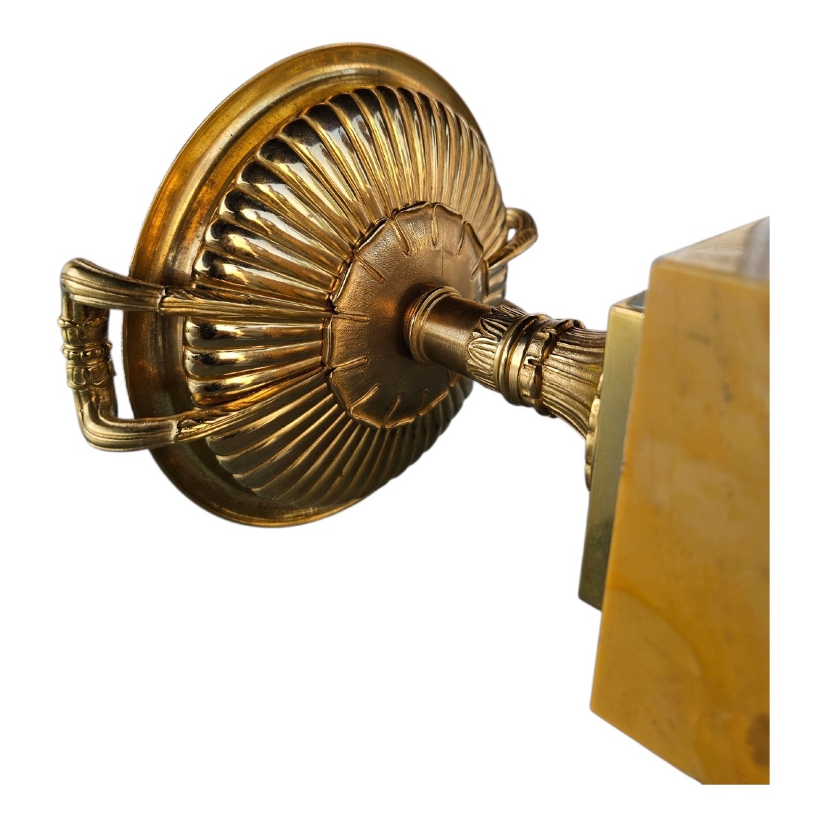 Paire de Coupes / Tazzas de Style Empire – Bronze Doré et Marbre Jaune de Sienne – XIXe Siècle-photo-3