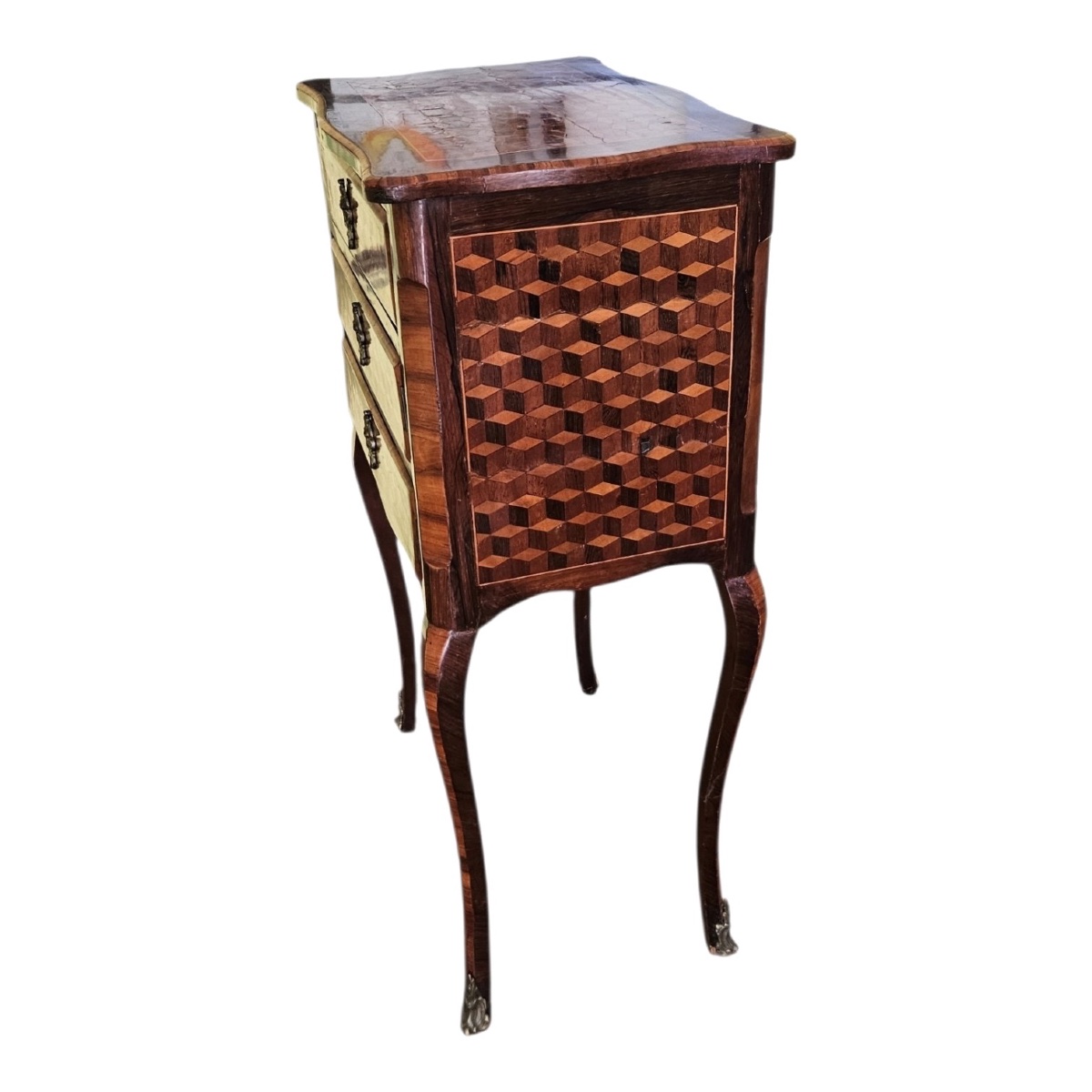 Small Transition-style Marquetry Chest Of Drawers -photo-2