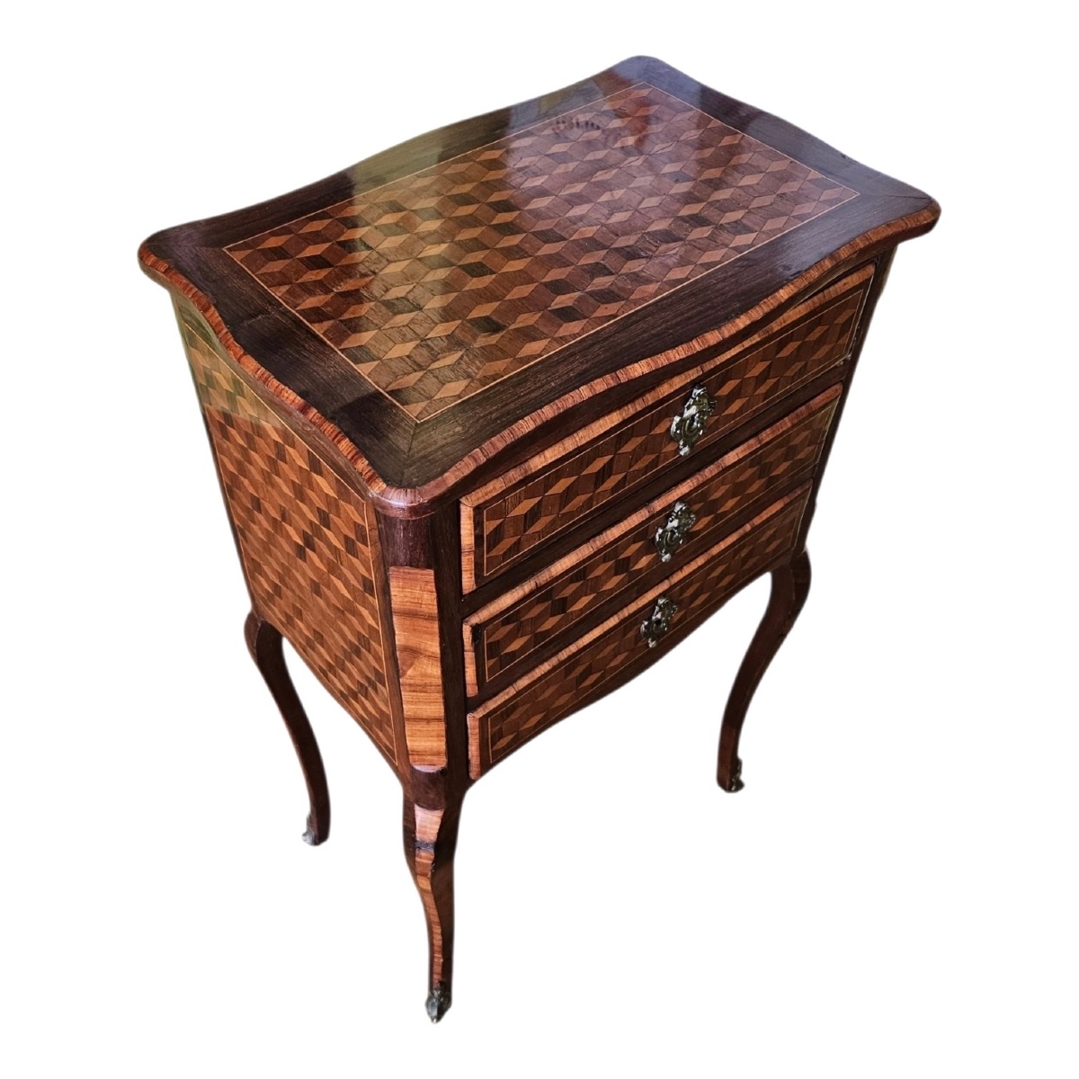 Small Transition-style Marquetry Chest Of Drawers -photo-3