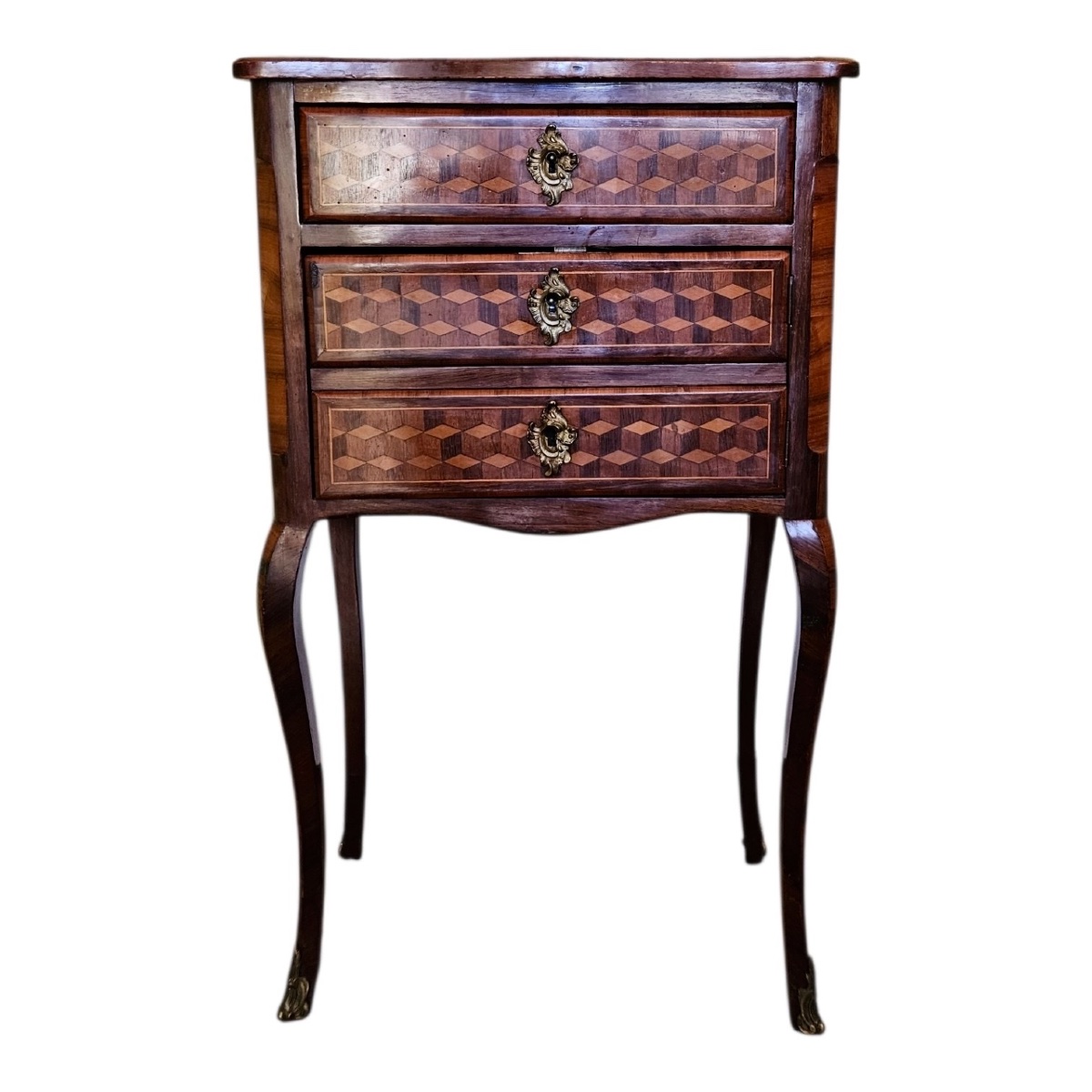 Small Transition-style Marquetry Chest Of Drawers -photo-4