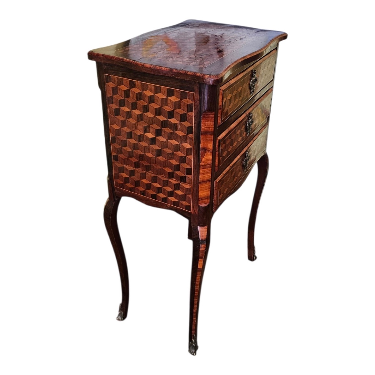 Small Transition-style Marquetry Chest Of Drawers -photo-5
