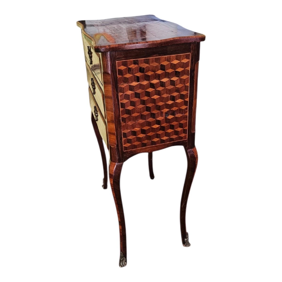 Small Transition-style Marquetry Chest Of Drawers -photo-6
