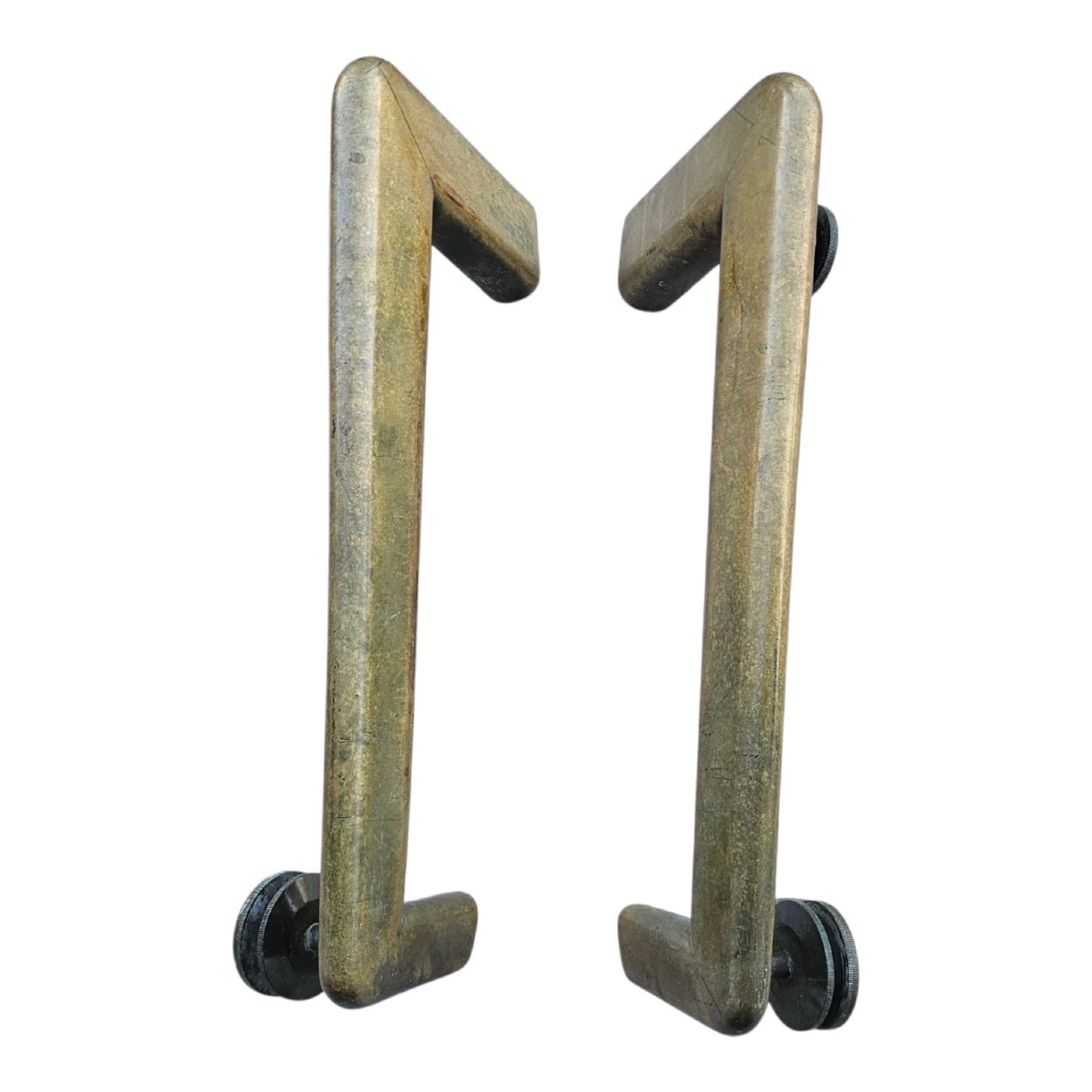 Grande paire de poignée de porte en bronze style Art-déco Ht:39cm-photo-1