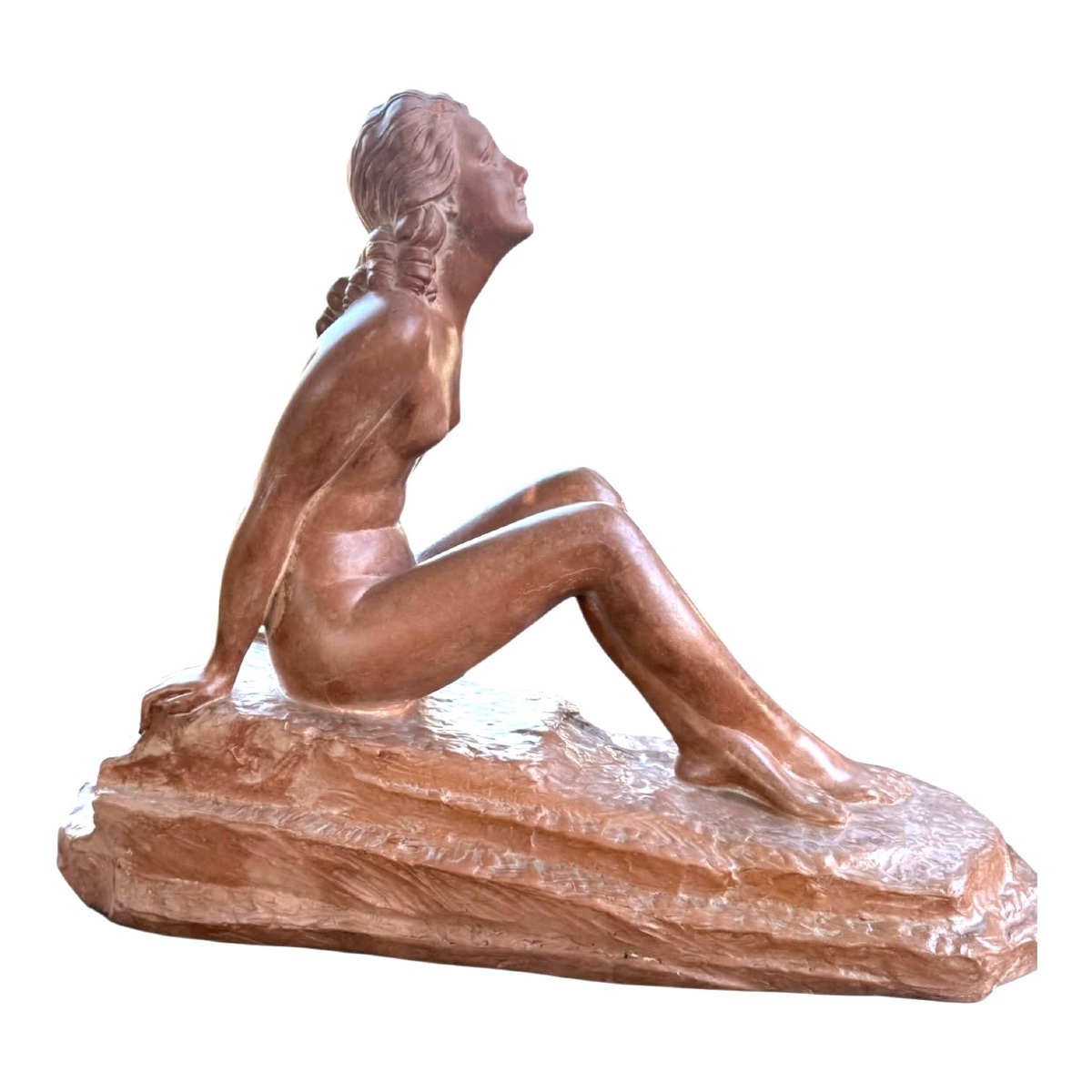 Statue Art Déco "Nu assis sur un rocher" - D.H. Chiparus, Éditions Reveyrolis Paris-photo-1