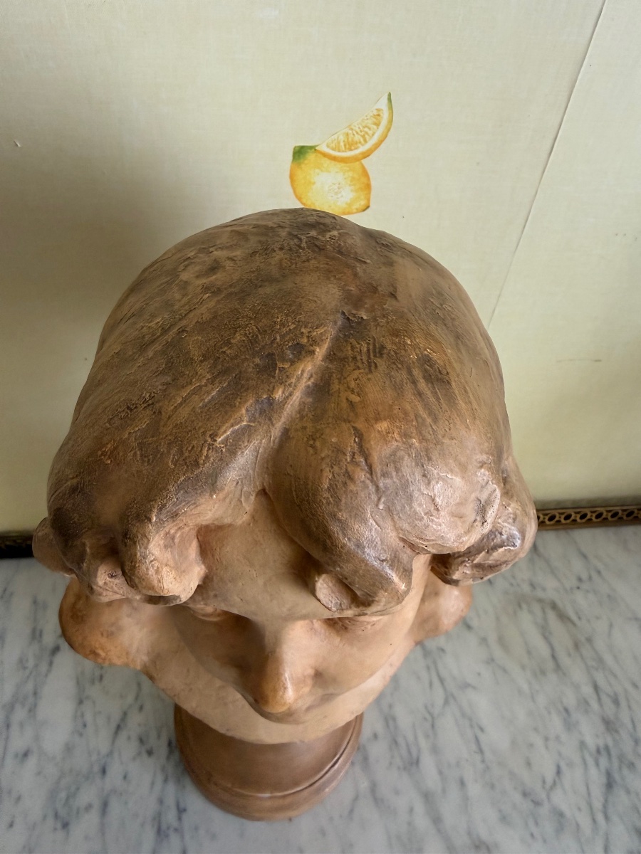 Buste d'enfant Signé José Martín(1891-1985) Sculpture époque Art déco.-photo-1