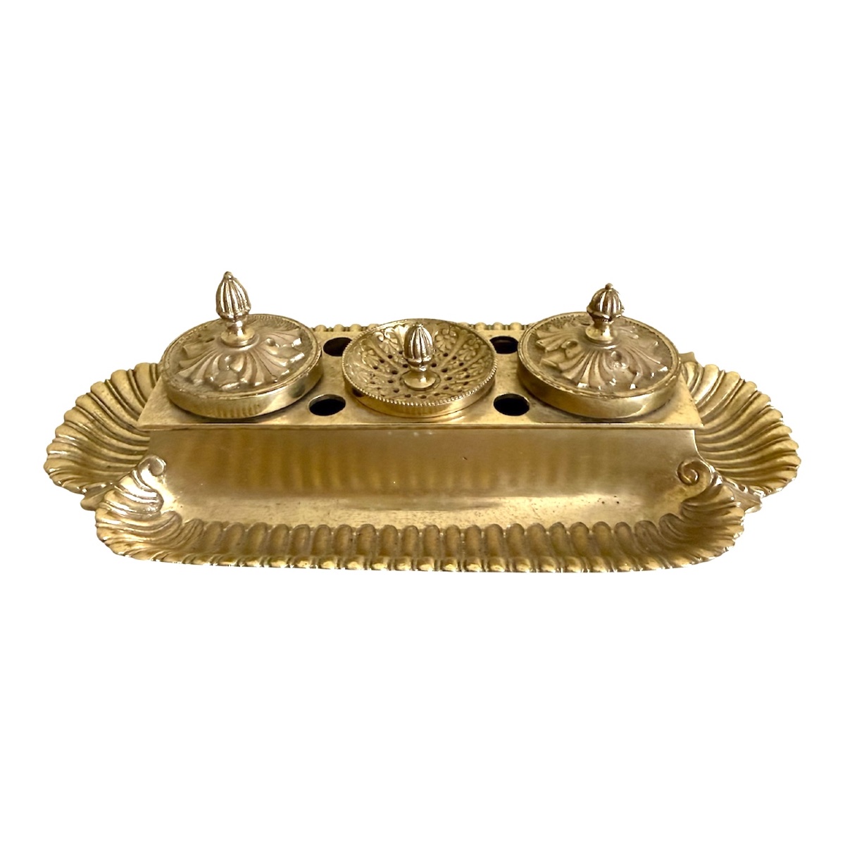 Encrier de bureau en bronze Empire / Restauration