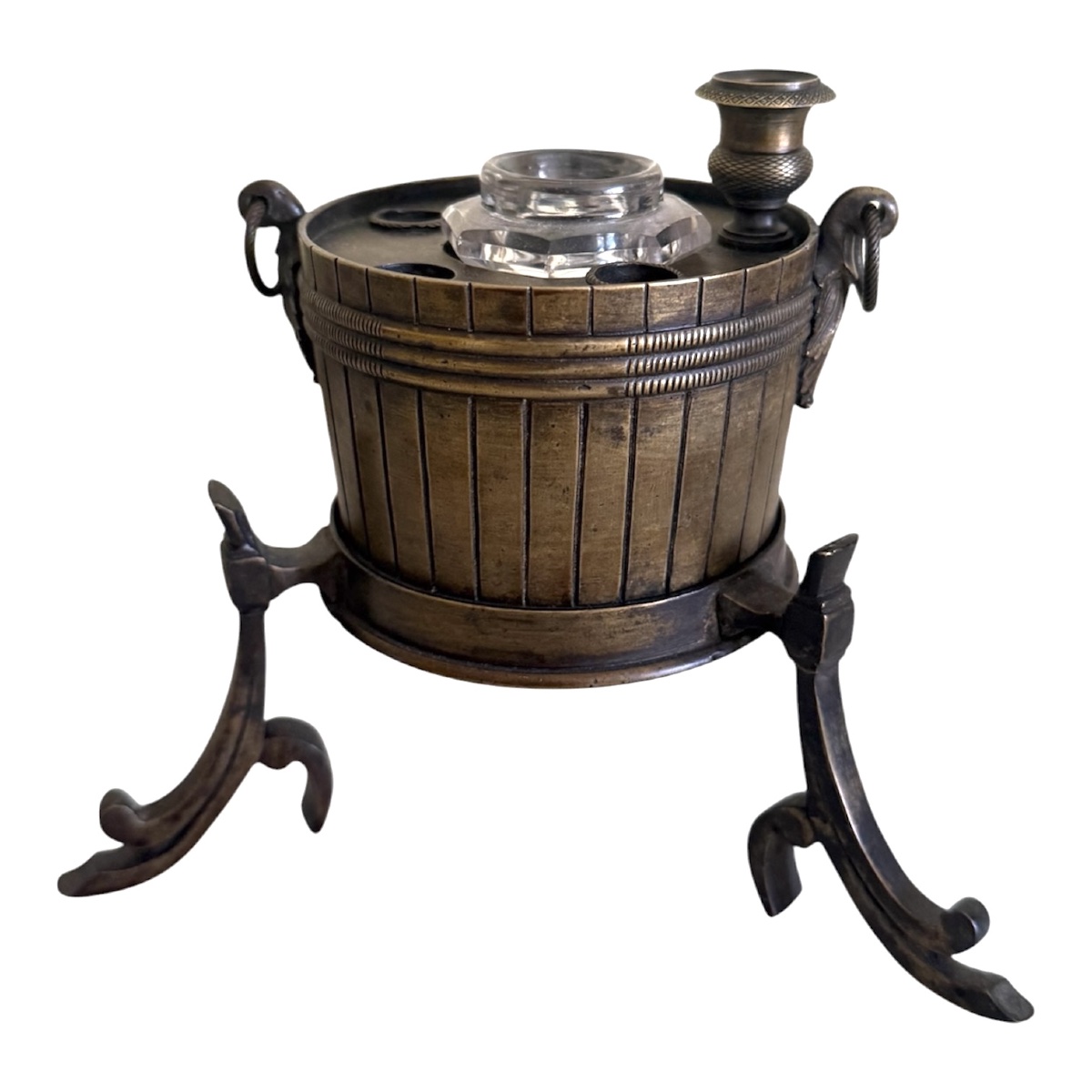19th-century Bronze Inkwell And Writing Desk-photo-2