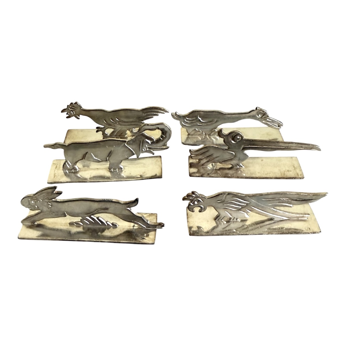 Série de 6 Porte-Couteaux Anciens Animaux Stylisés – Style Sandoz / Art Déco-photo-4