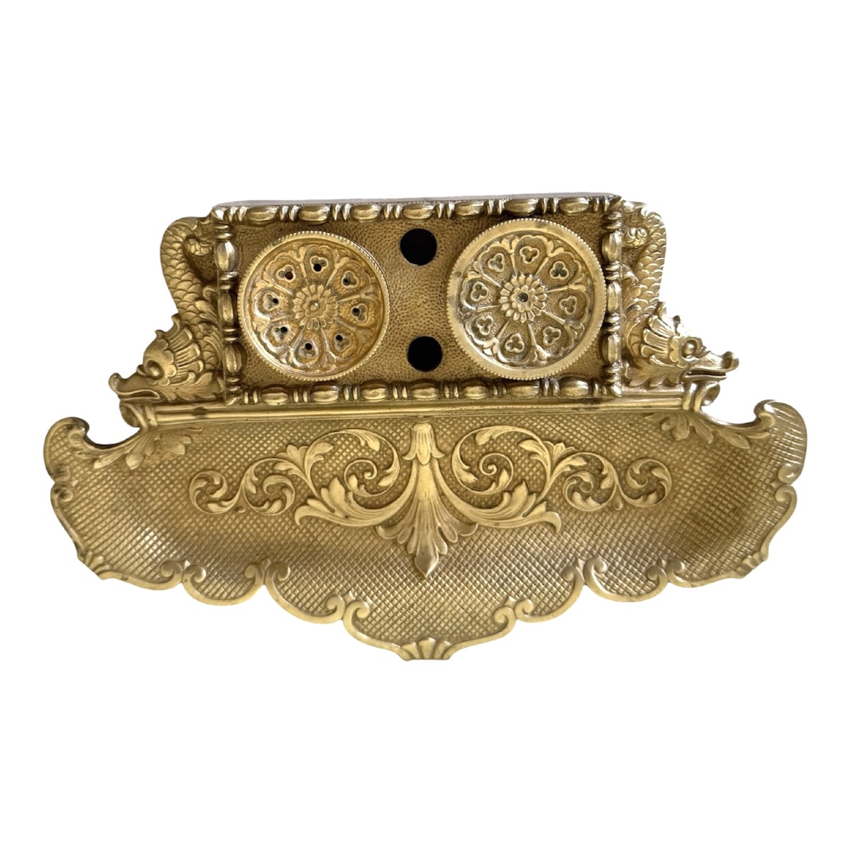 19th-century Double Desk With Chiseled Bronze "dolphin" Design-photo-1