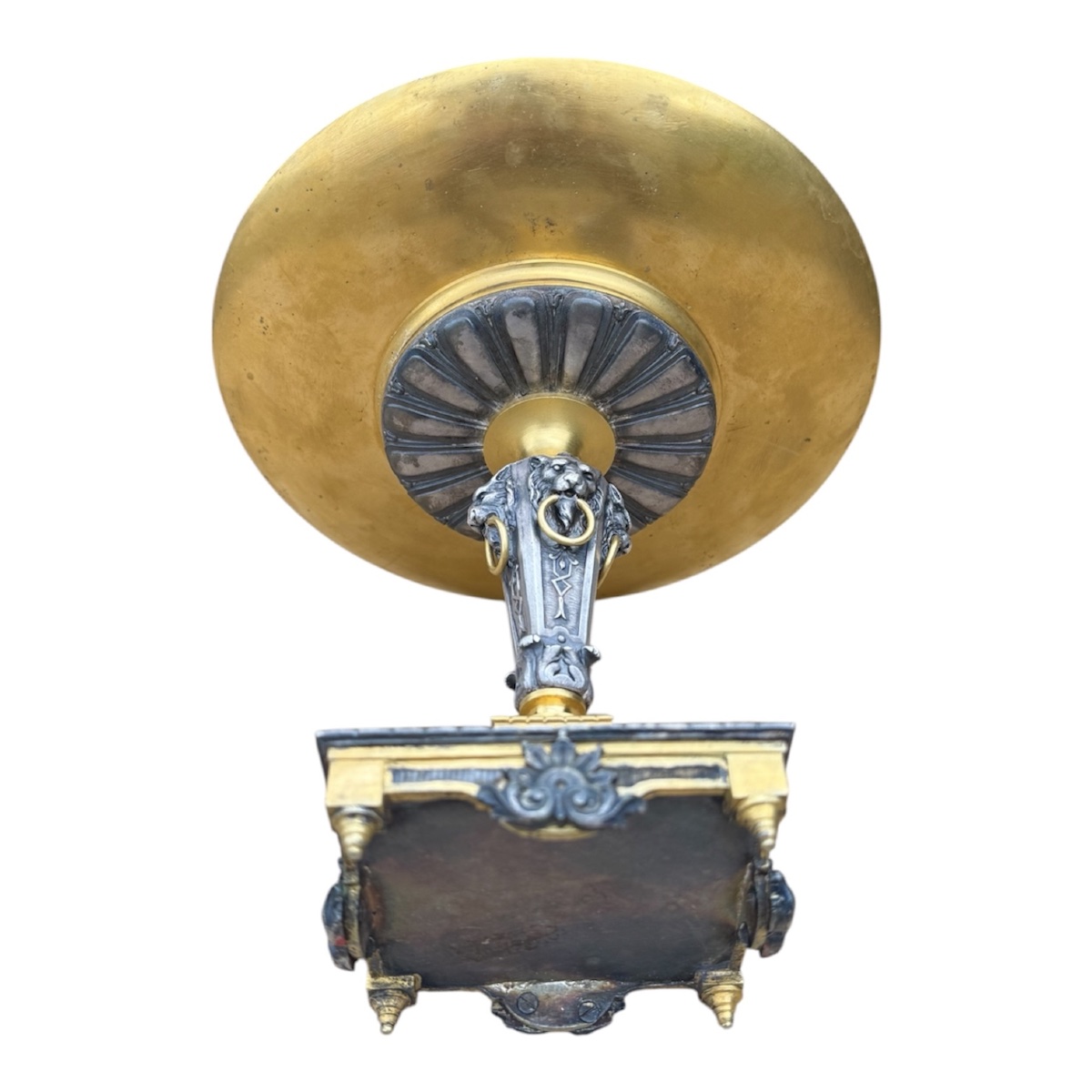 Neoclassical Goblet On A Pedestal, In Gilded And Silver-plated Bronze—signed L. Oudry And Faraoni-photo-3