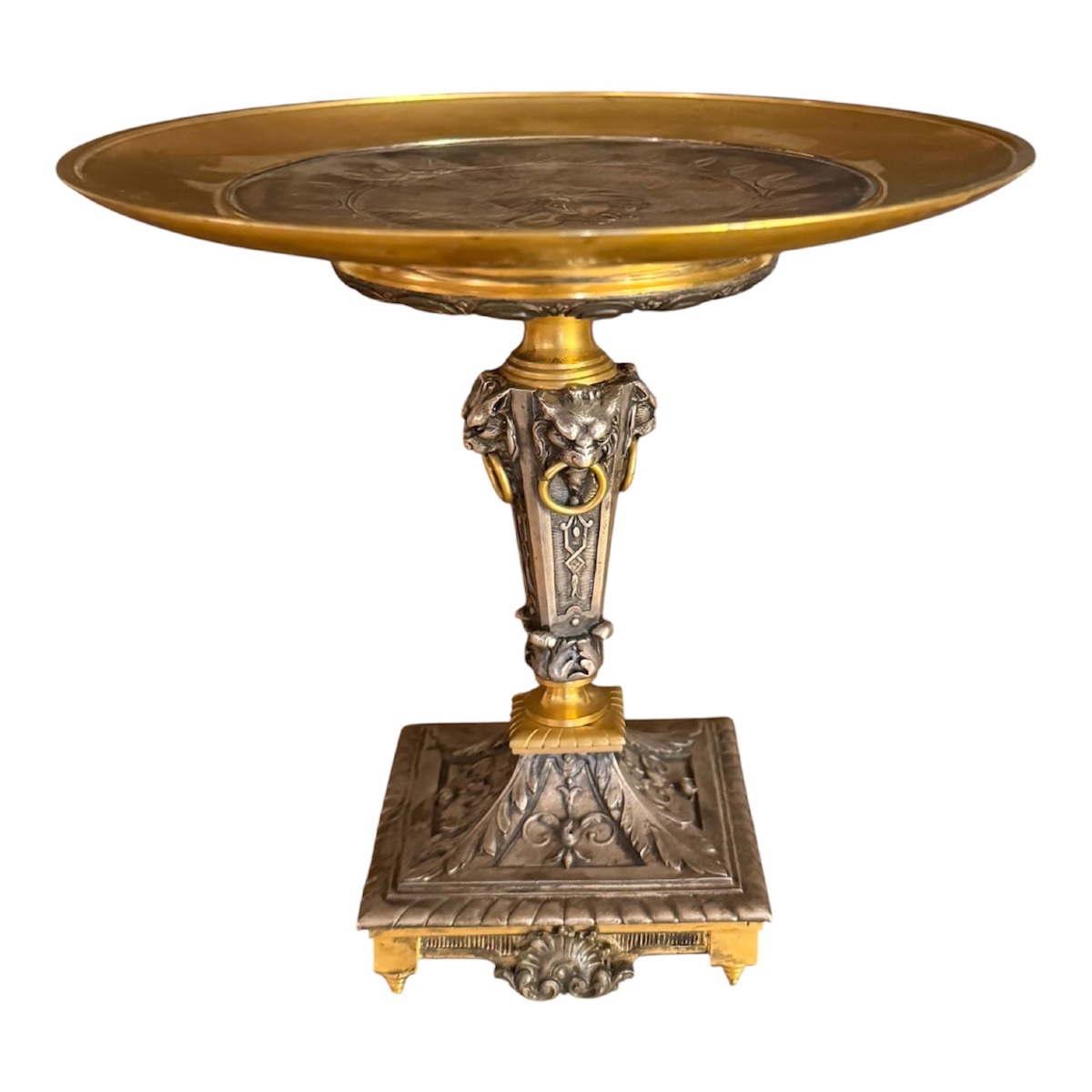 Neoclassical Goblet On A Pedestal, In Gilded And Silver-plated Bronze—signed L. Oudry And Faraoni