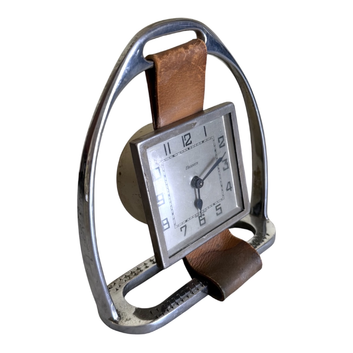 Horloge de bureau vintage URANUS en forme d'étrier de cheval – Style Art Déco / Hermès-photo-2