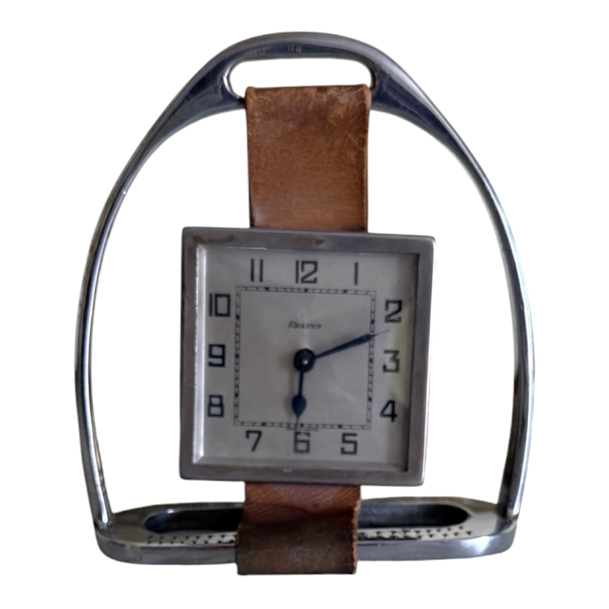 Horloge de bureau vintage URANUS en forme d'étrier de cheval – Style Art Déco / Hermès