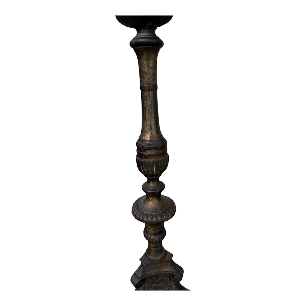 A Significant Set Of 3 Large Bronze Church Candlesticks - Baroque Style-photo-2