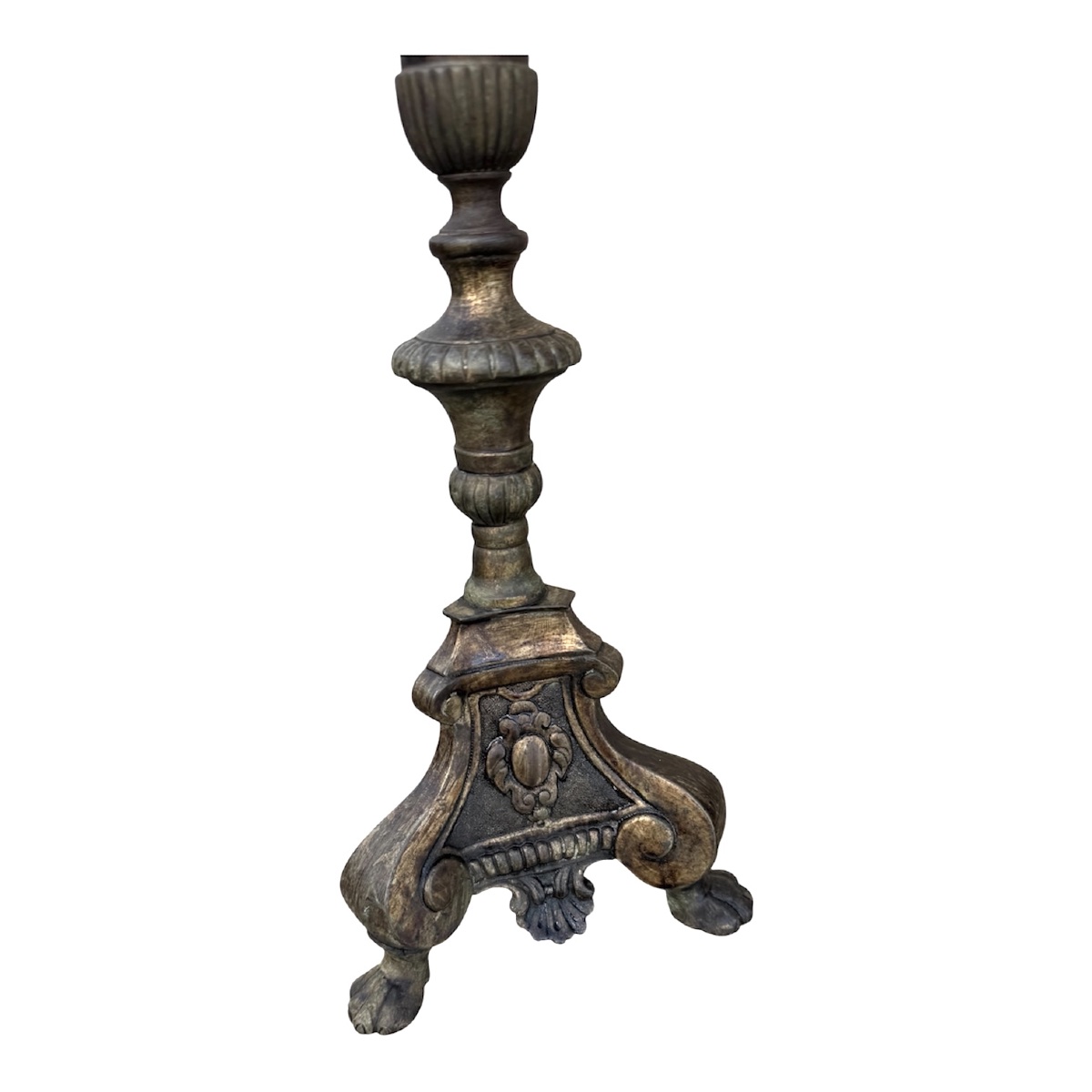 A Significant Set Of 3 Large Bronze Church Candlesticks - Baroque Style-photo-3