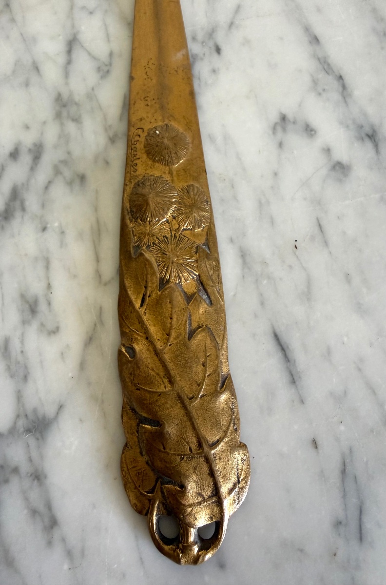 Art Nouveau Gilded Bronze Letter Opener - Signed C. Charles -photo-4