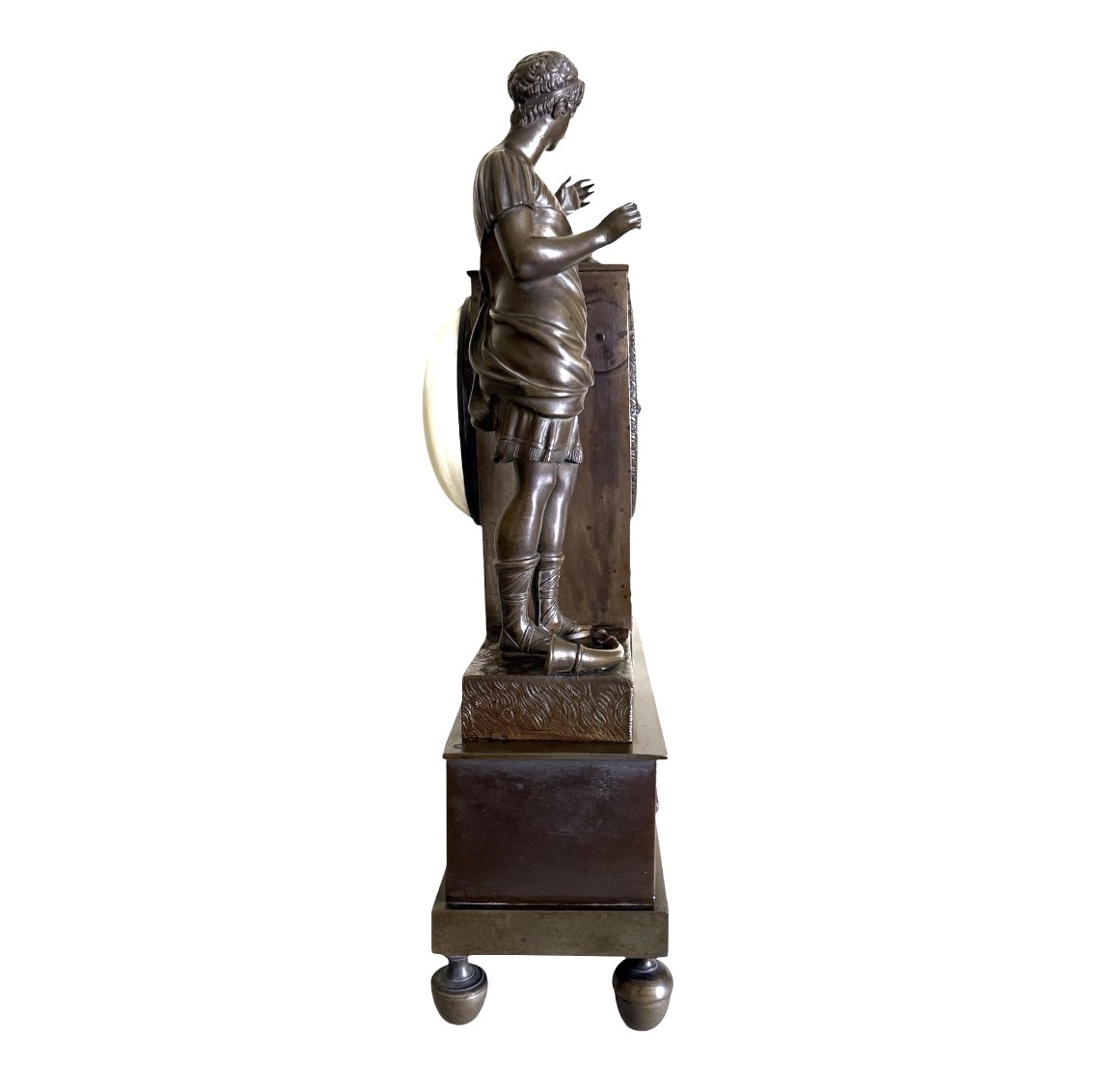 Pendule Empire / Restauration en bronze patiné “Le Berger et son Chien" (-photo-2