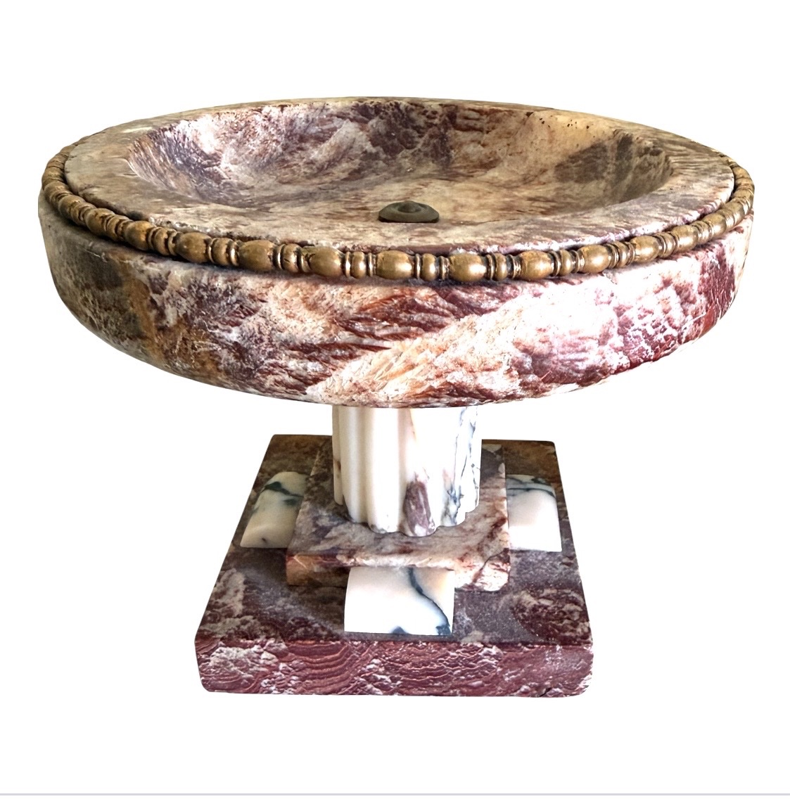 Garniture de Cheminée Art Déco en Marbre Rose & Bronze – Pendule + Cassolettes (1930)-photo-4