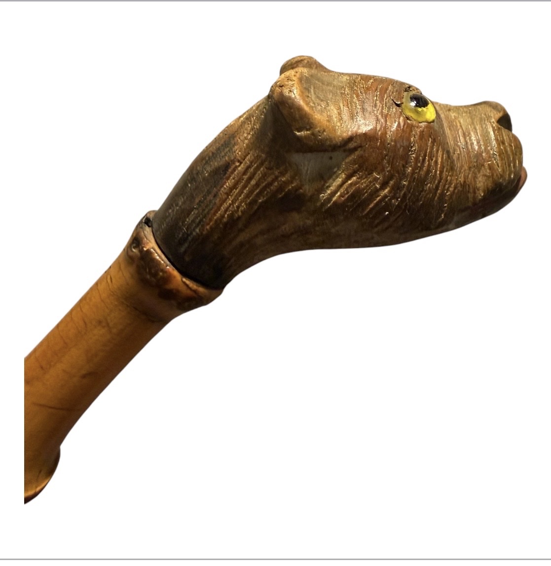 Bamboo Cane – Carved Dog-head Pommel-photo-2