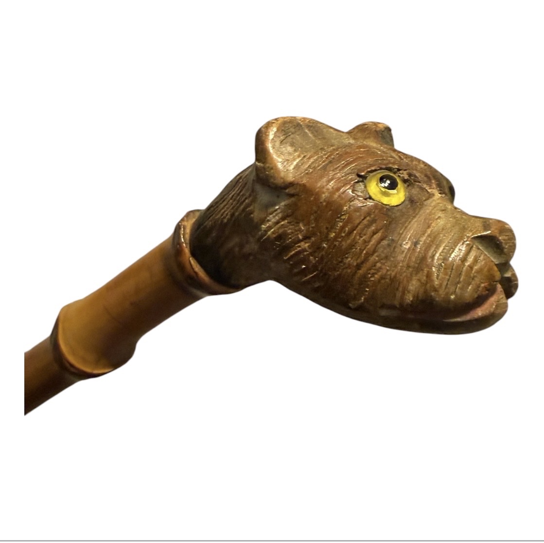 Bamboo Cane – Carved Dog-head Pommel-photo-3