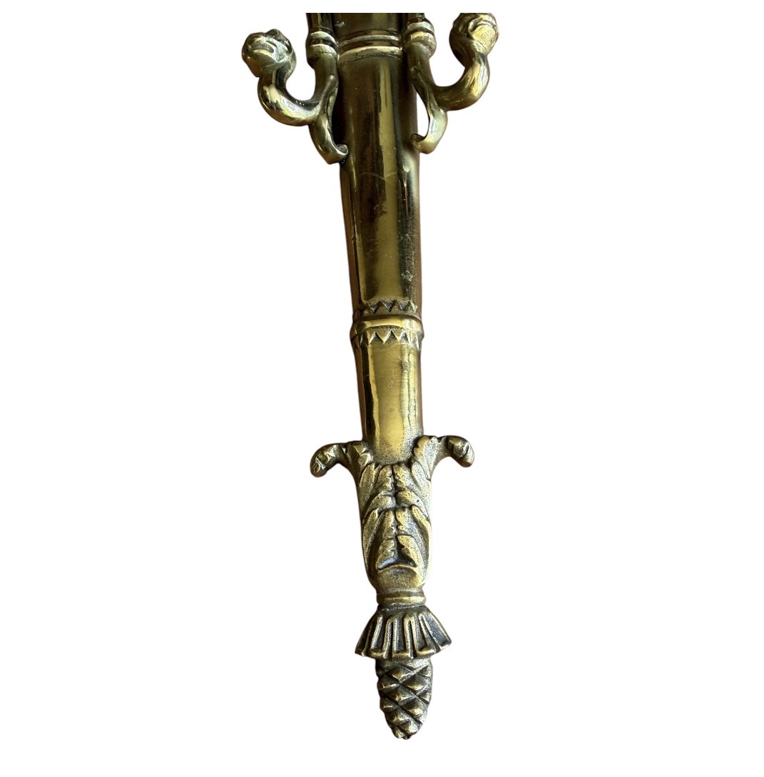 Paire d’appliques murales en bronze doré, style Empire/Néoclassique — motif carquois et torche-photo-1