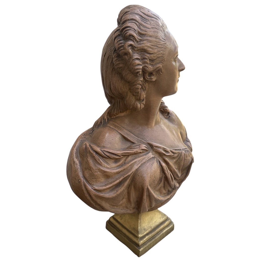 Terracotta Bust Of Madame Du Barry, After Augustin Pajou-photo-2