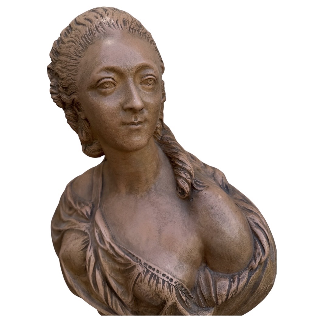 Terracotta Bust Of Madame Du Barry, After Augustin Pajou-photo-3