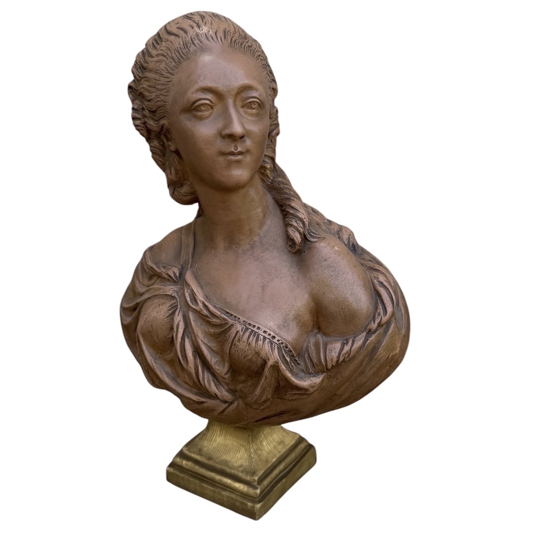 Terracotta Bust Of Madame Du Barry, After Augustin Pajou-photo-1