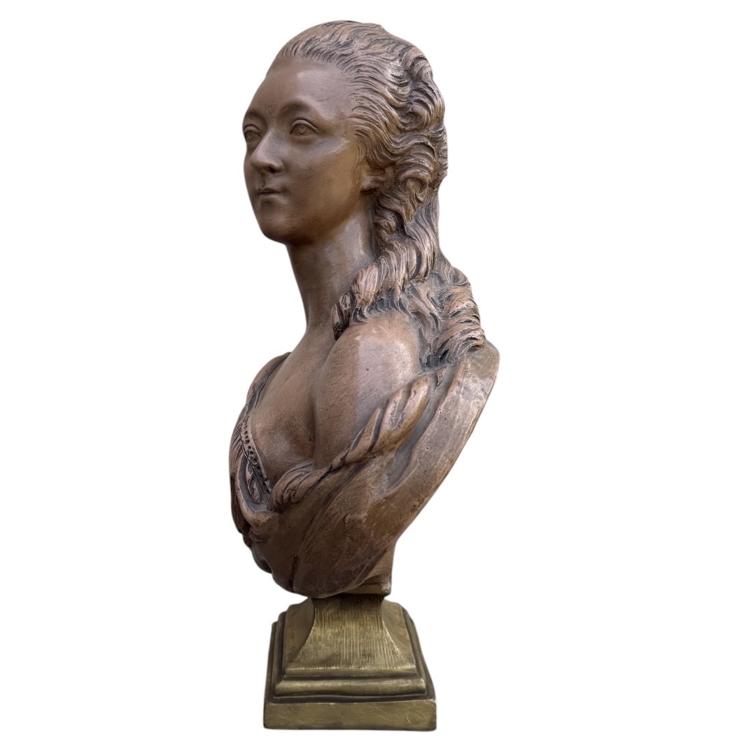 Terracotta Bust Of Madame Du Barry, After Augustin Pajou-photo-7