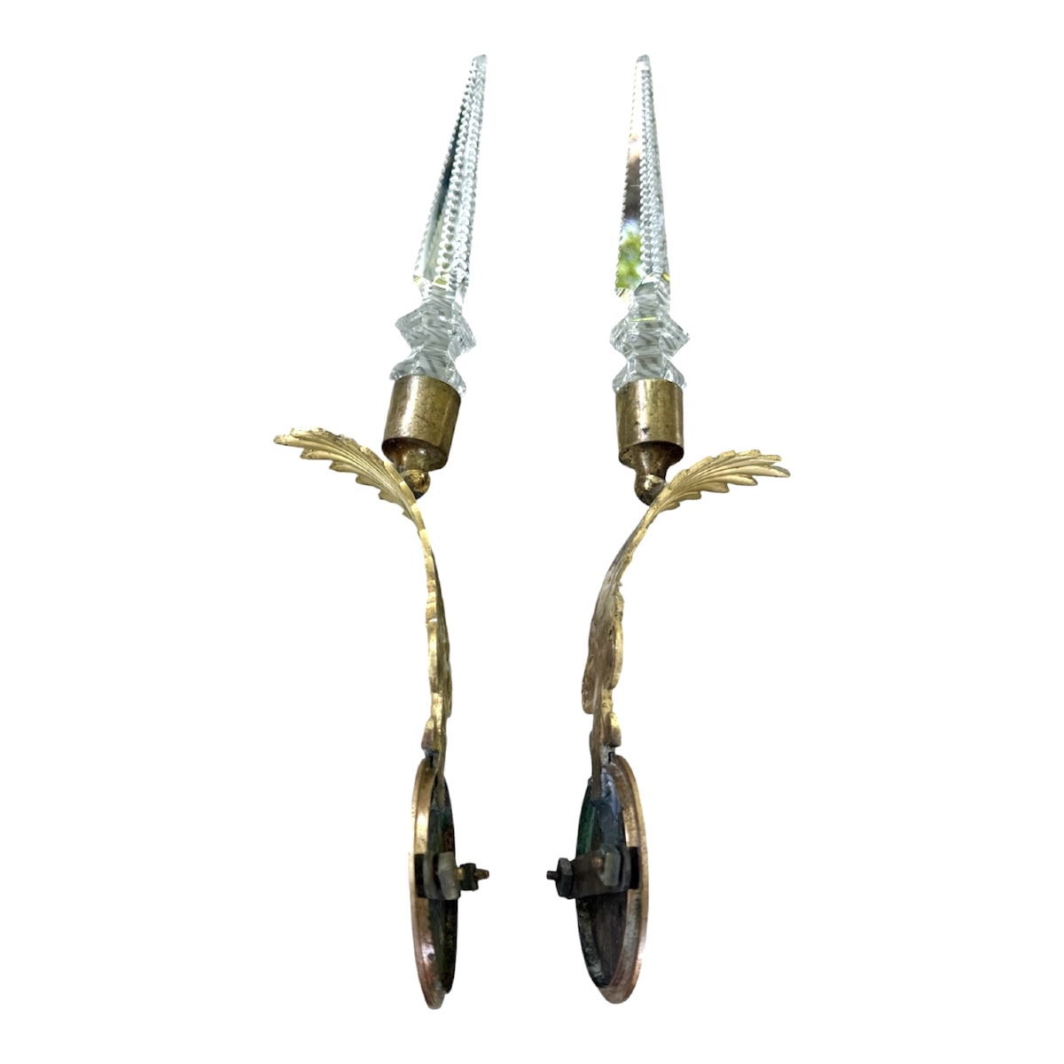 Ornements muraux en bronze doré, émail cloisonné et cristal taillé-photo-2