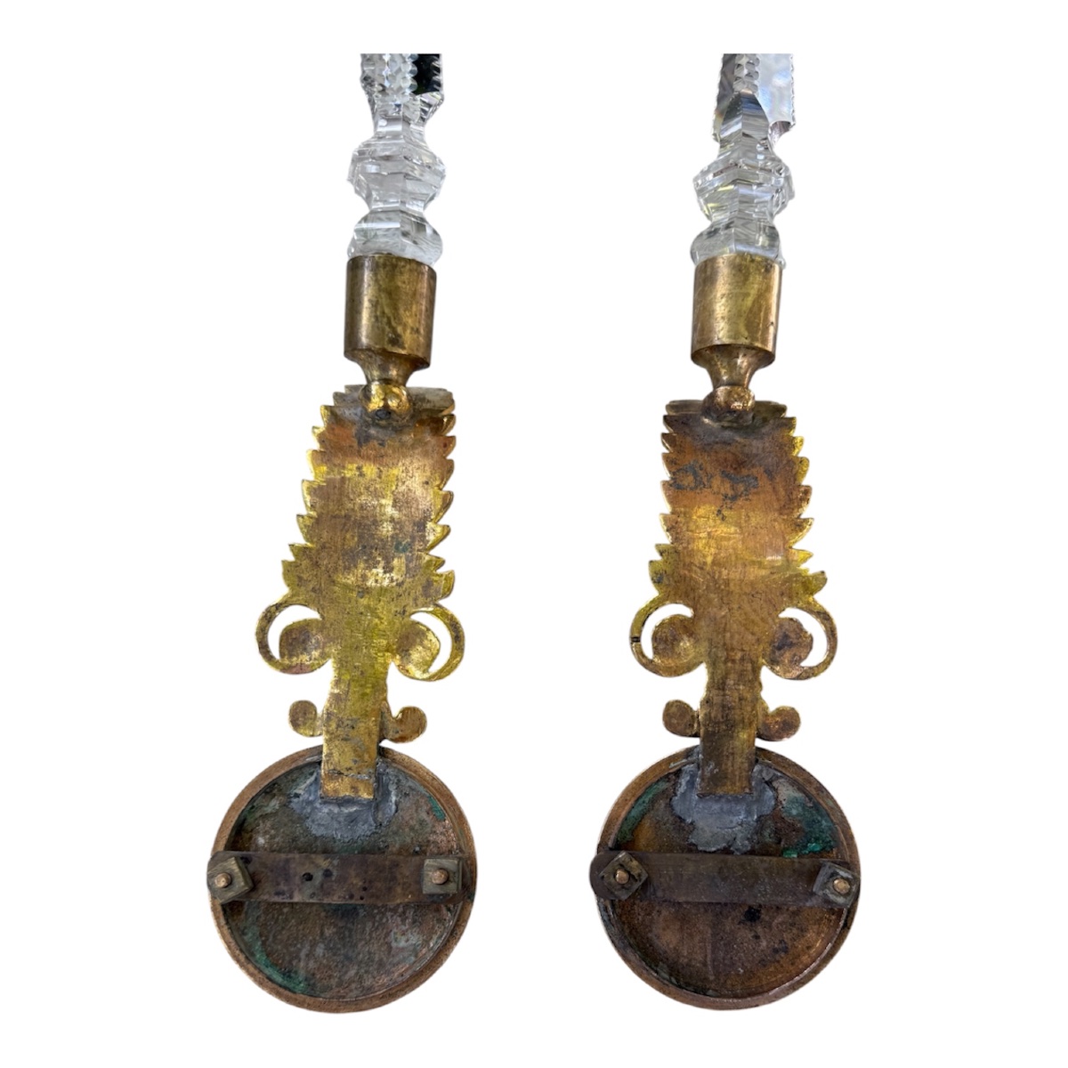 Ornements muraux en bronze doré, émail cloisonné et cristal taillé-photo-7