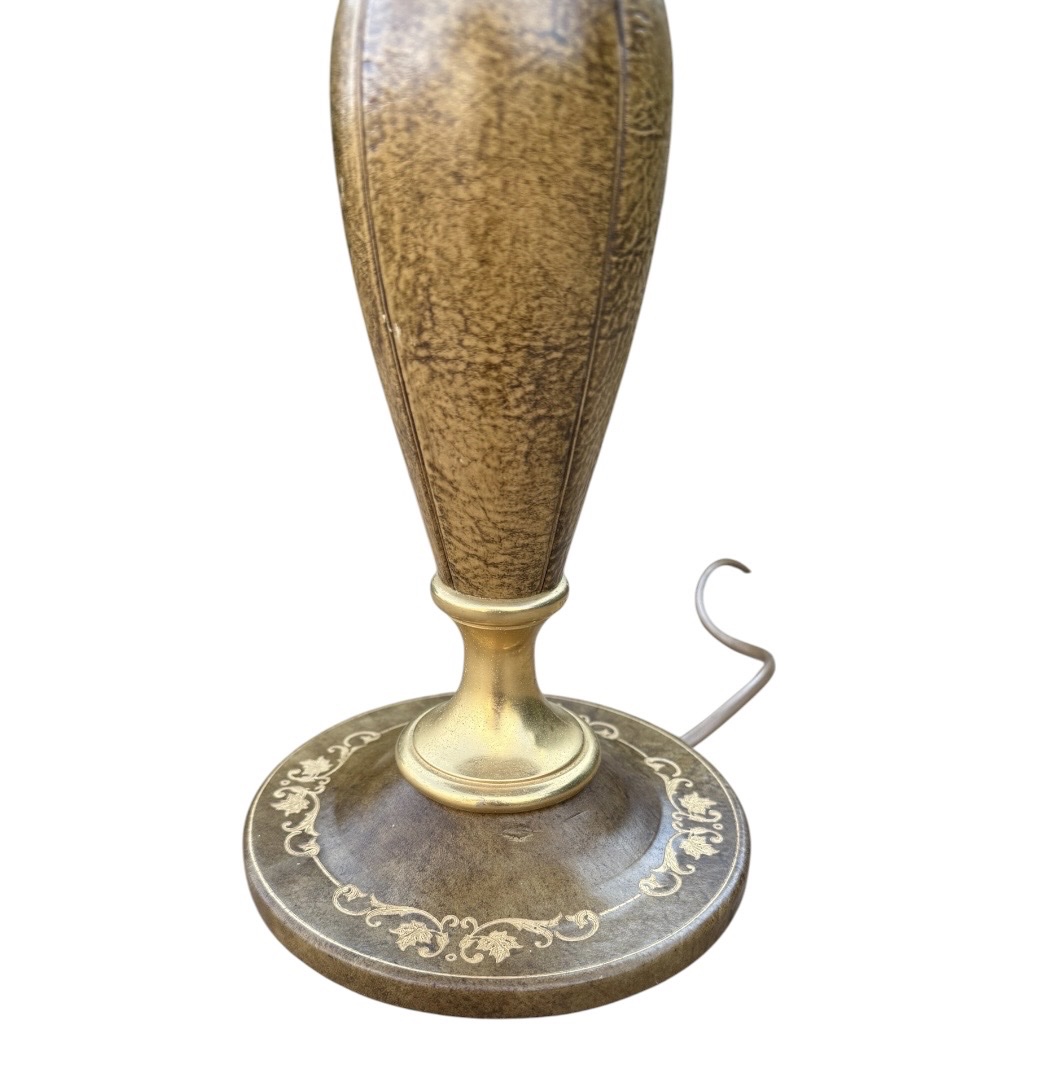 "le Tanneur" Leather And Gold-plated Brass Lamp (made In France)-photo-3