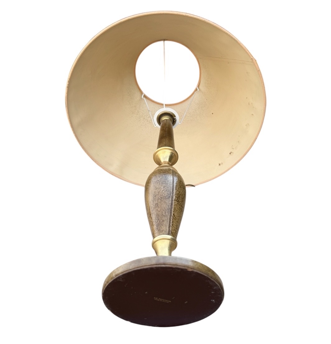 "le Tanneur" Leather And Gold-plated Brass Lamp (made In France)-photo-3