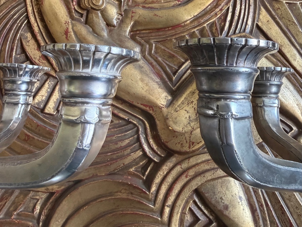 Victor Saglier candélabres Art déco 1925 en métal argenté-photo-1