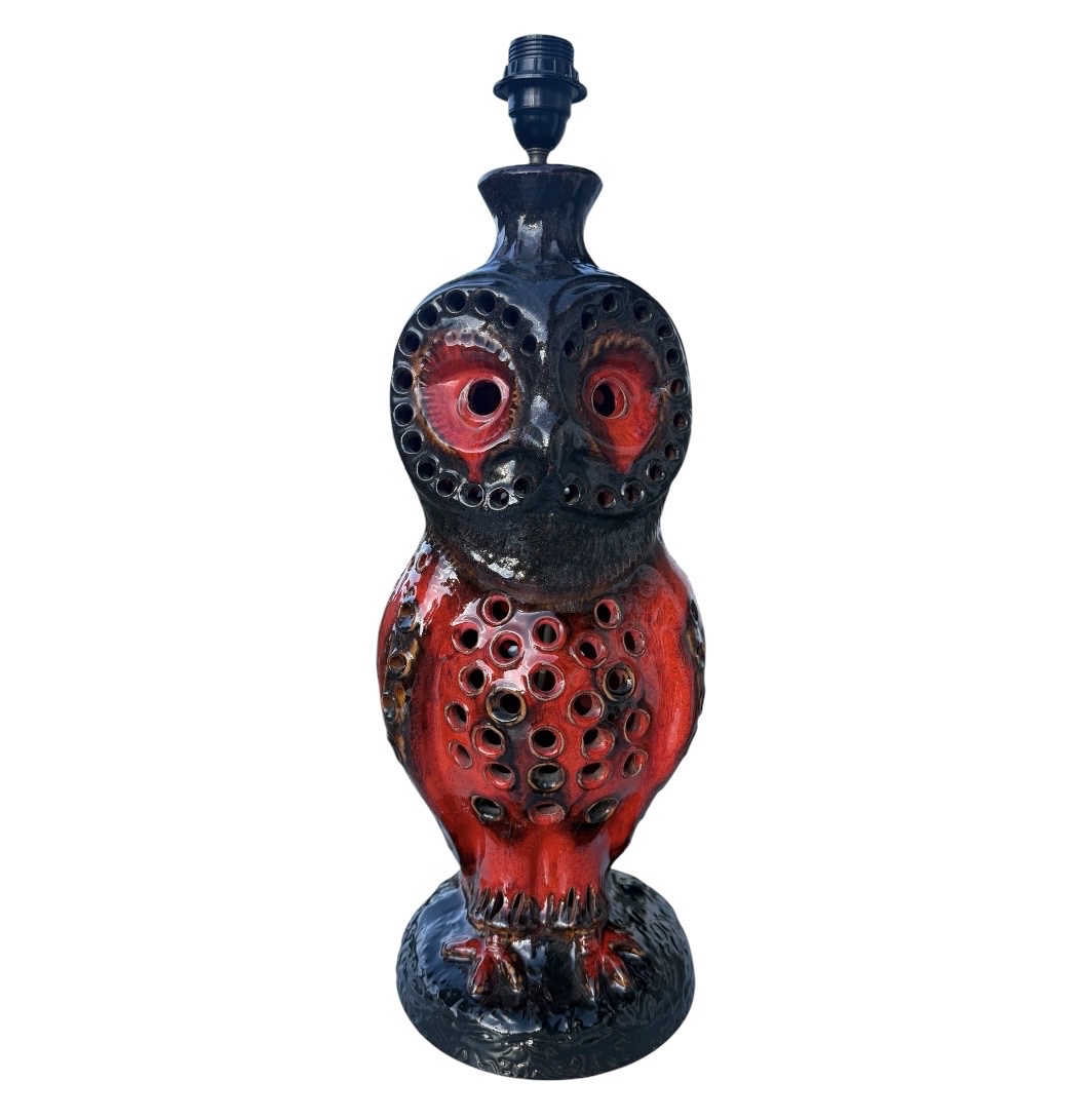 Important Ceramic Owl Floor Lamp By Walter Gerhards, 1960s–70s-photo-3