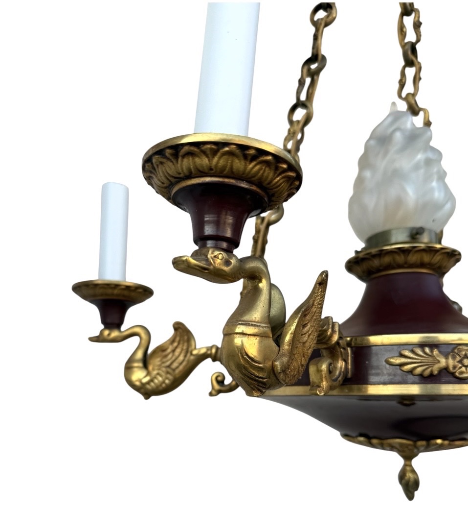 Antique-style Empire Chandelier In Gilded Bronze And Lacquered Sheet Metal With Swans-photo-4
