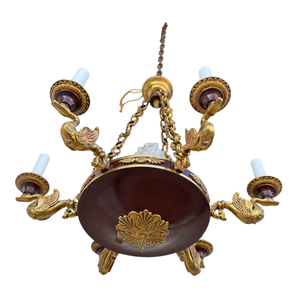 Antique-style Empire Chandelier In Gilded Bronze And Lacquered Sheet Metal With Swans-photo-2