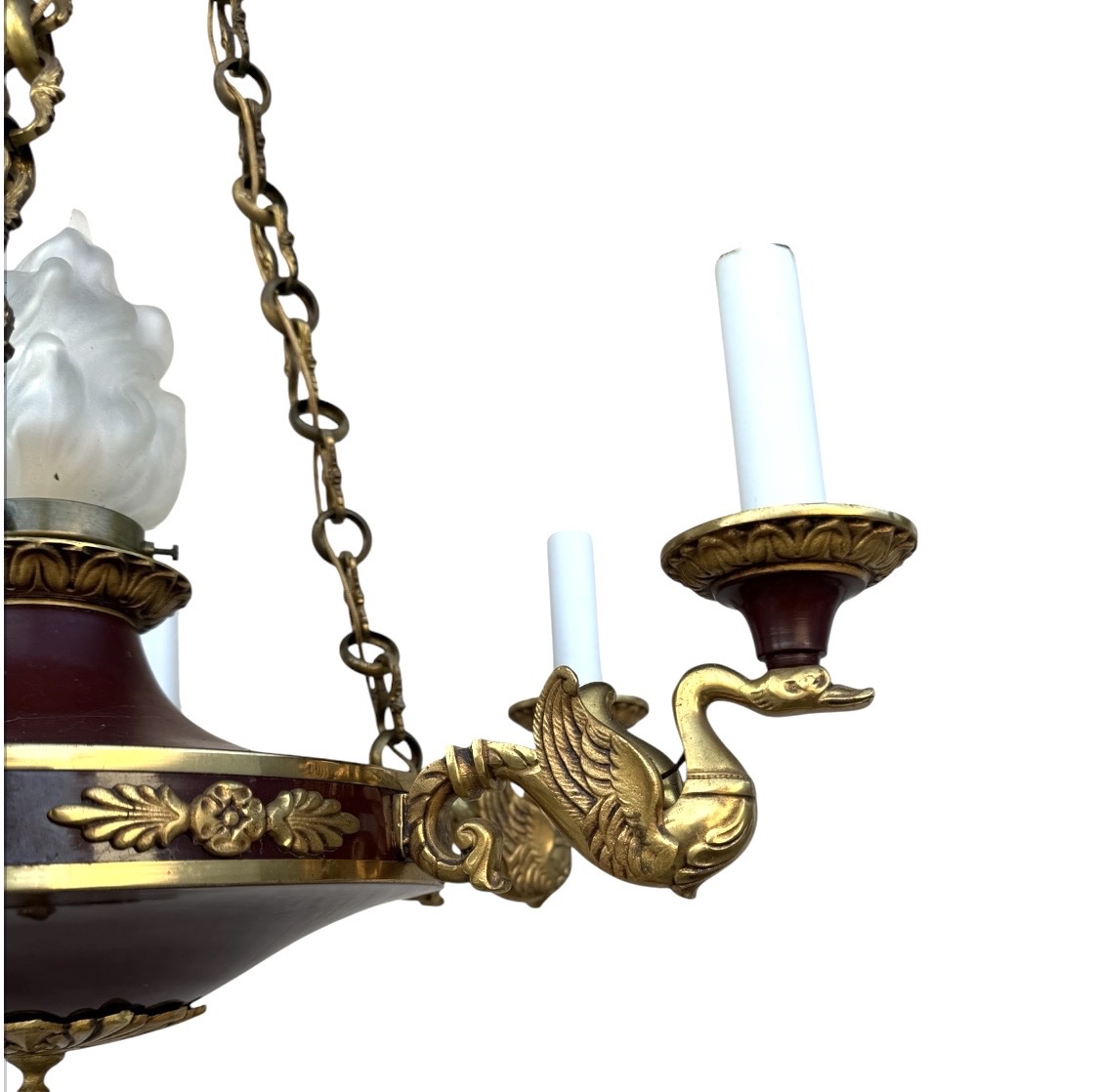 Antique-style Empire Chandelier In Gilded Bronze And Lacquered Sheet Metal With Swans-photo-3