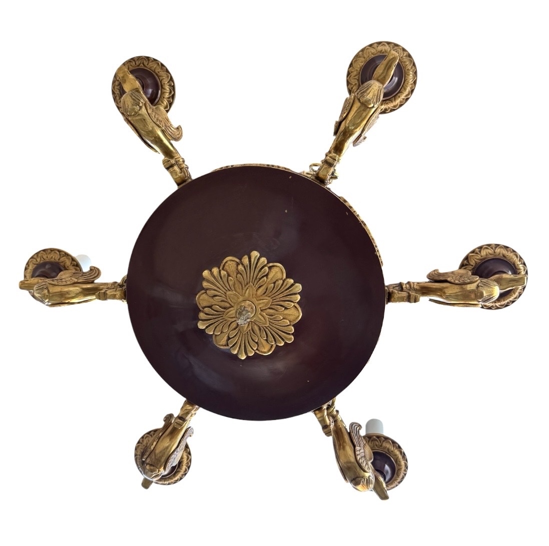 Antique-style Empire Chandelier In Gilded Bronze And Lacquered Sheet Metal With Swans-photo-4