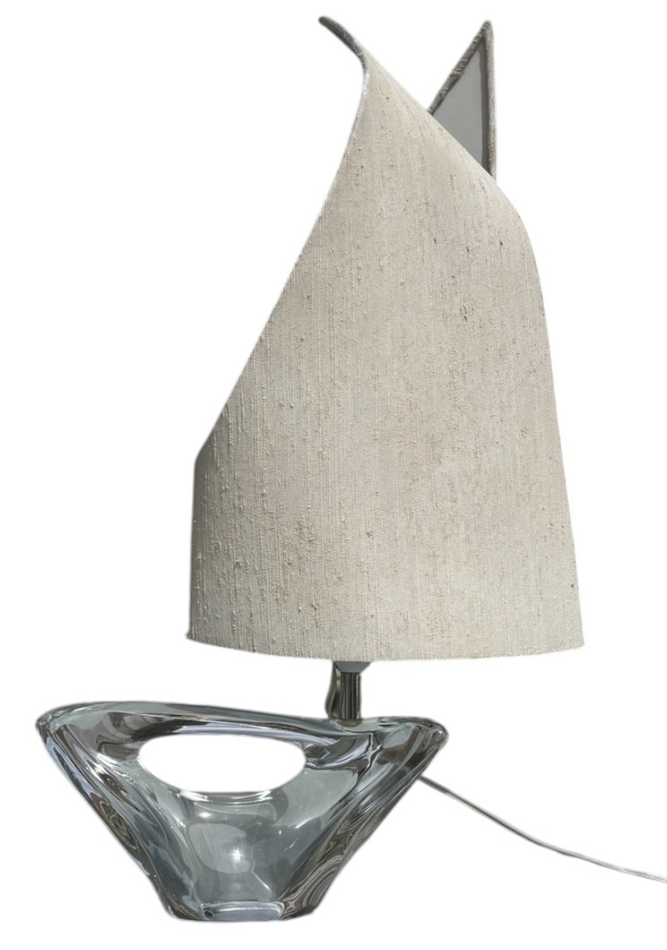 Daum Crystal Sailboat Lamp — "vent d'Ouest" Model - Engraved Signature