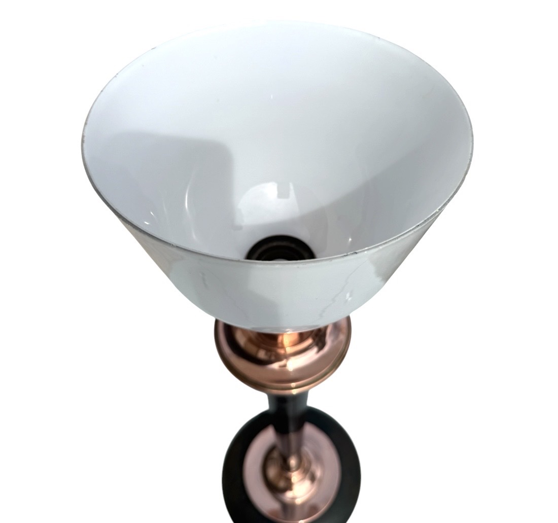 Lampe  Mazda Art Déco  bois laqué, et cuivre opaline -photo-2