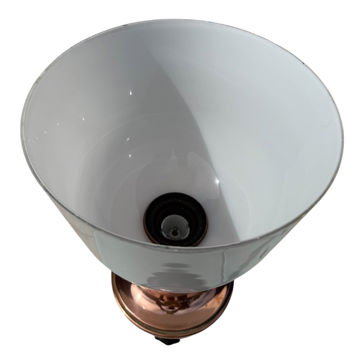 Lampe  Mazda Art Déco  bois laqué, et cuivre opaline -photo-3