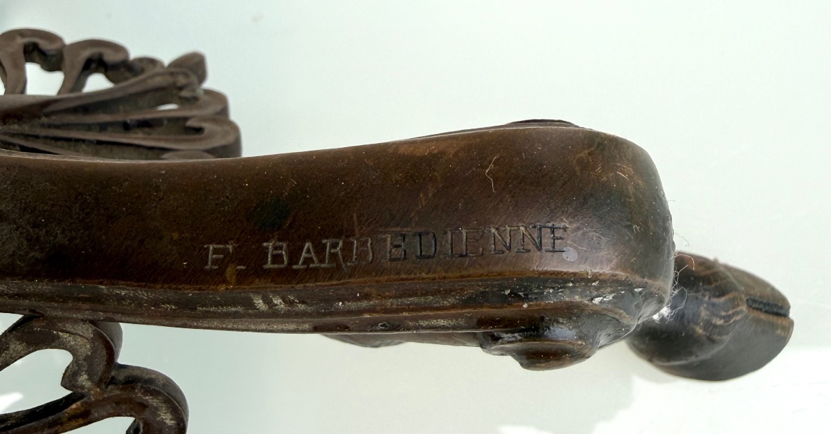 Paire de  candélabres  en bronze signé F.Barbedienne – XIXe siècle-photo-2