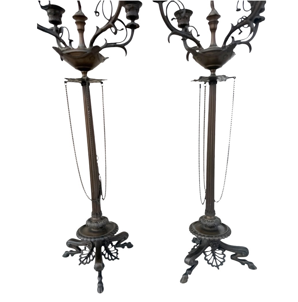 Paire de  candélabres  en bronze signé F.Barbedienne – XIXe siècle-photo-1