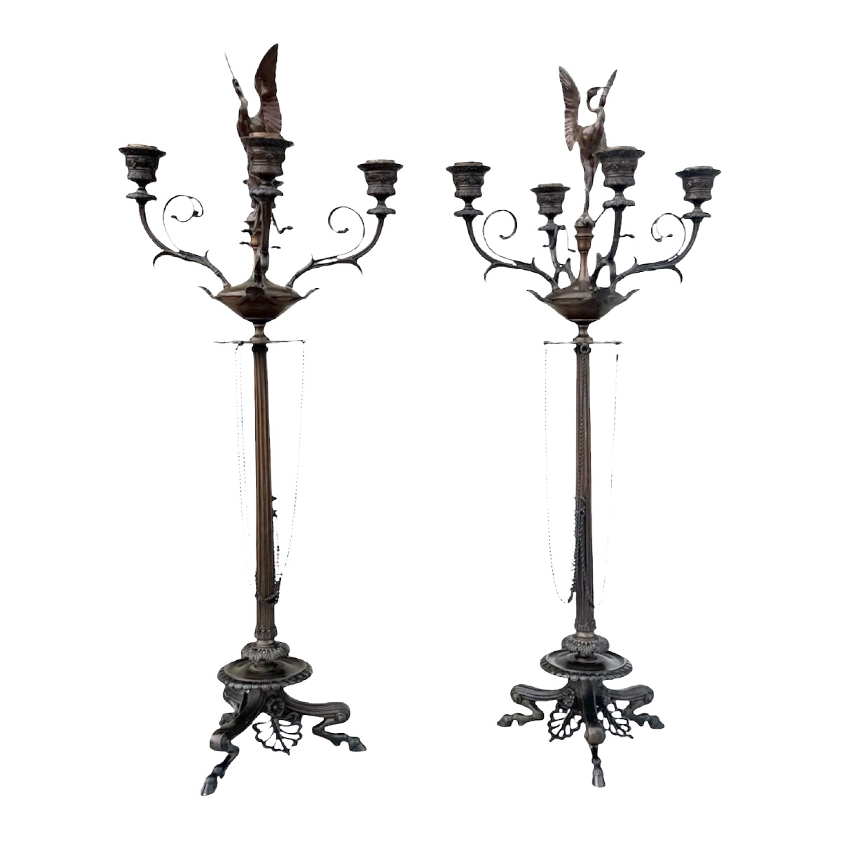 Paire de  candélabres  en bronze signé F.Barbedienne – XIXe siècle-photo-2
