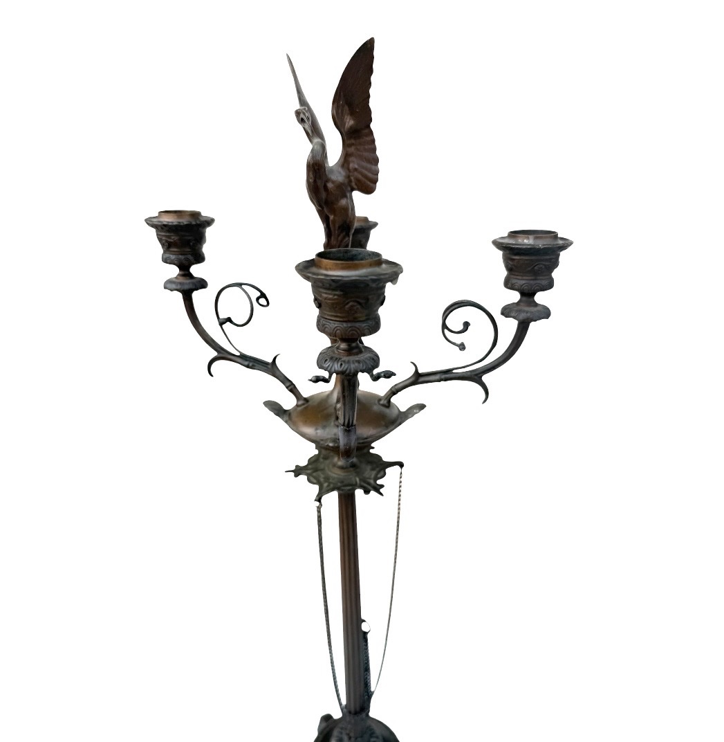 Paire de  candélabres  en bronze signé F.Barbedienne – XIXe siècle-photo-8