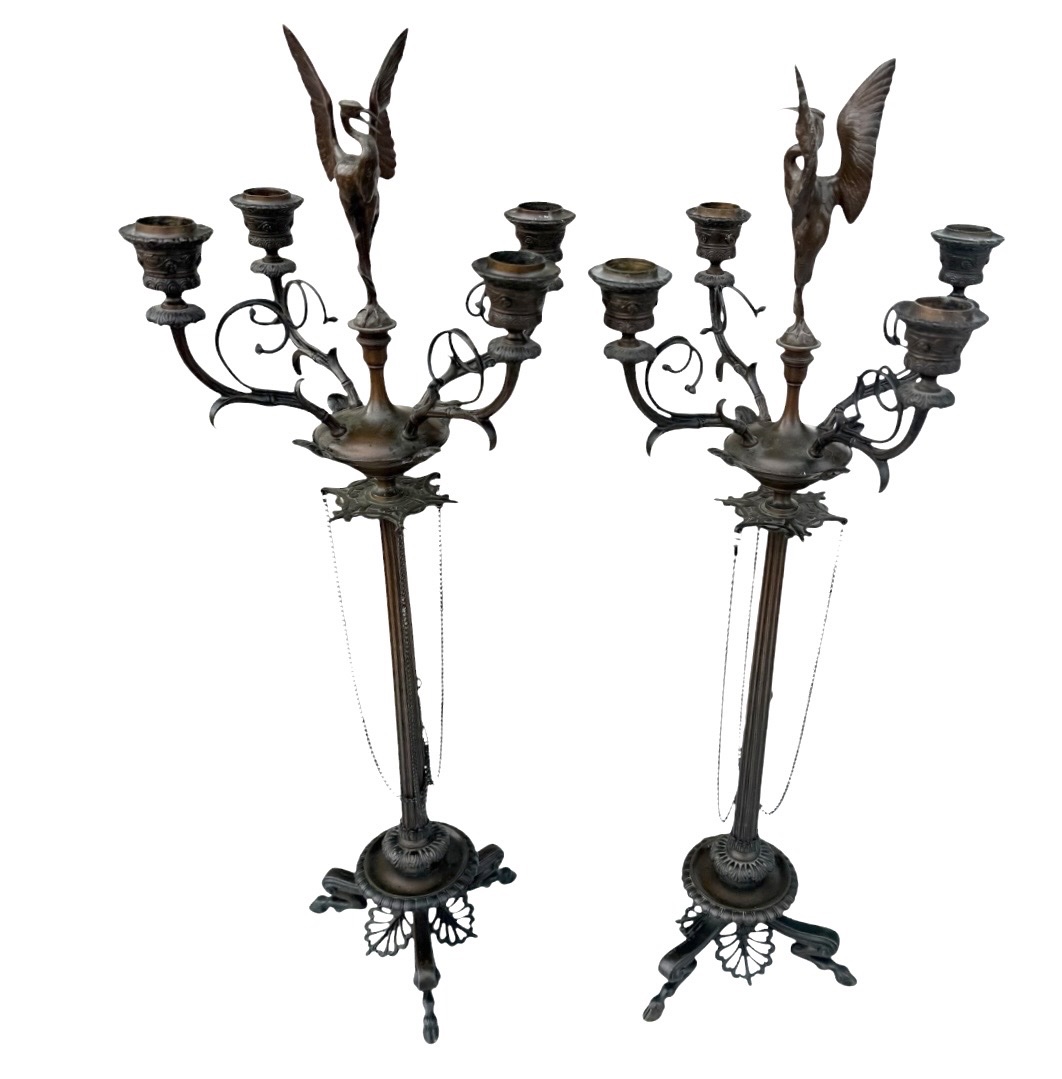 Paire de  candélabres  en bronze signé F.Barbedienne – XIXe siècle