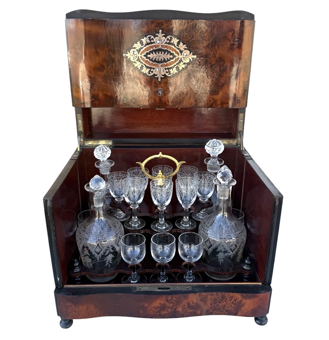 E.p. Napoleon III Liquor Cabinet  Thuja Burl & Boulle Marquetry/mother-of-pearl -photo-2